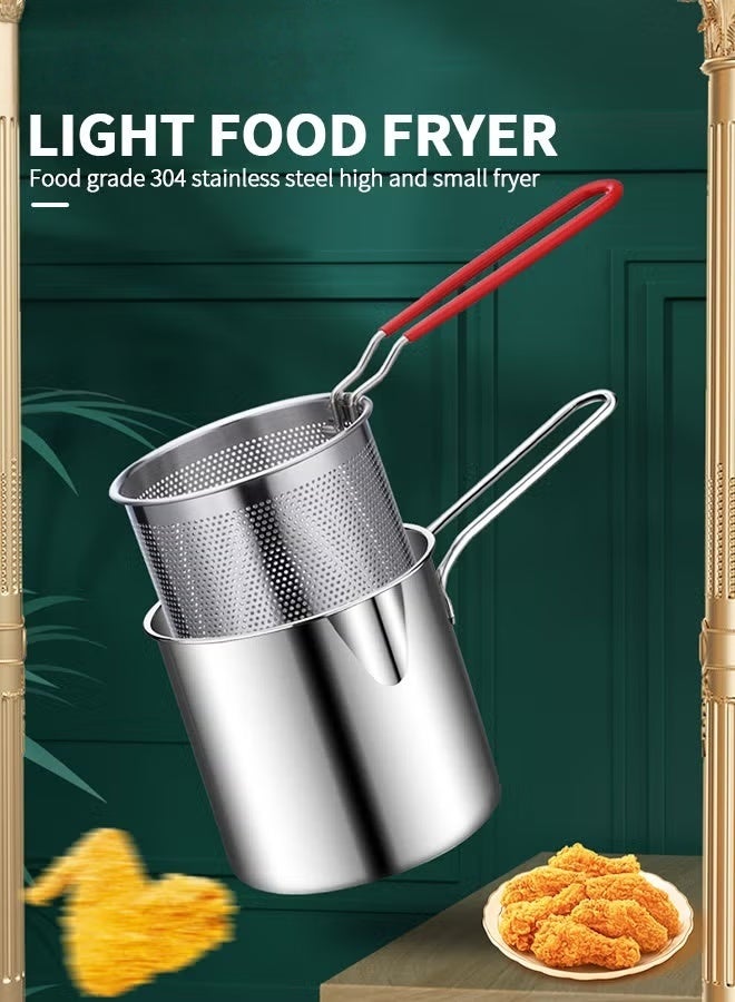 EETU Deep Fryer Pot,1.2L 304 Stainless Steel Japanese Style Fryer Pan With Oil Filter Mesh,Lid And Clip,Non Stick Fryer Uniform Heating For General Purpose Gas Stove,4PCS - Image 3